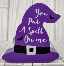 Mini Witch You Put A Spell On Me Halloween Wood Witches Hat Decor 3&quot; Decoration - £7.11 GBP