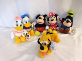 Disney Mouseketoys Donald Daisy Minnie Mickey Goofy Pluto Plush Beanie Dolls  - $49.50