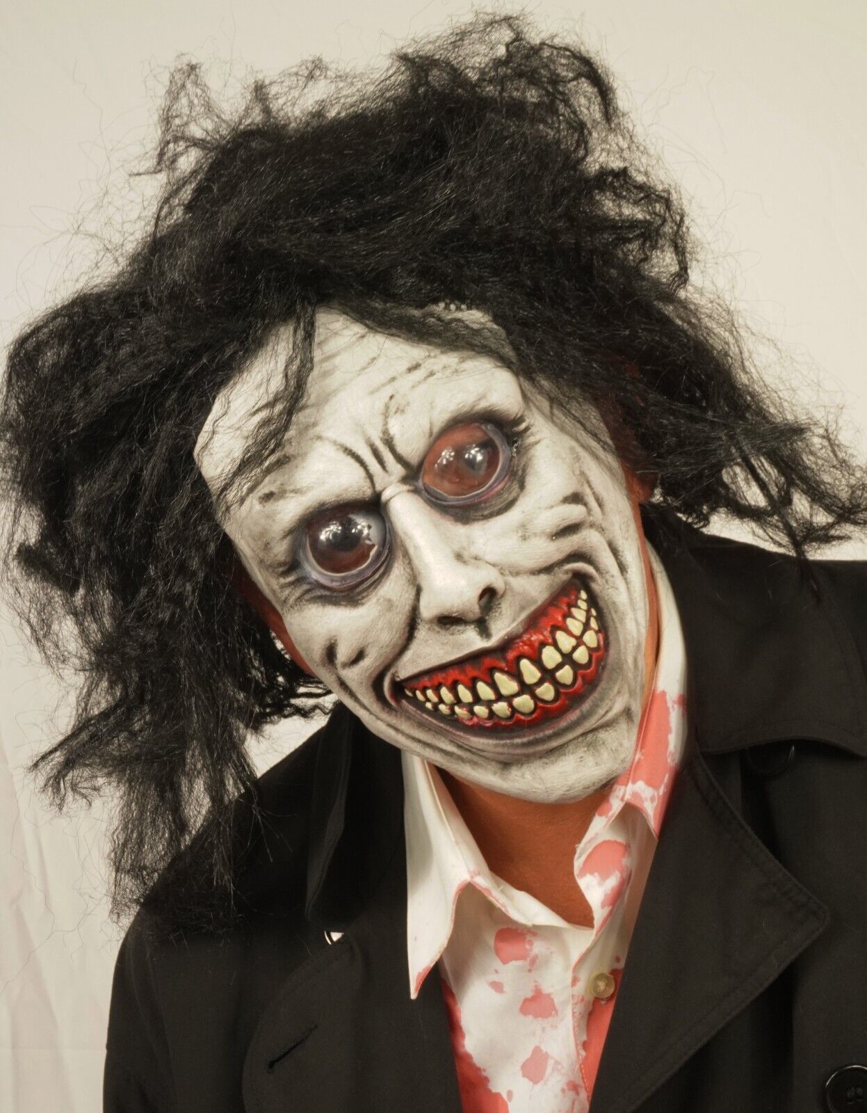 Scary Sadistic Creepy Mask with Hair for Halloween Men Adult Costume - $22.99