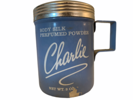 Vintage Revlon CHARLIE Tin Shaker Body Powder 3 oz Blue Stage Screen Prop Decor  - £16.34 GBP