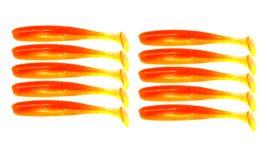 Pack of 10 Orange 2&quot; Rubber Swimbait Fishing Lures for Fresh or Saltwater Fish - £7.71 GBP