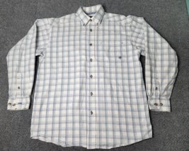 Ariat Shirt Men&#39;s Med Button Down Classic Blue White Check Plaid Work We... - £14.88 GBP