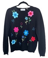 Alfred Dunner  Plus Size Floral Sweater Women&#39;s S Black Multi Crewneck P... - $277.08 MXN