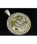 Men&#39;s Yellow Gold Over Hip Crown Hop Medallion Pendant Charm Ice Diamond... - $241.85 CAD