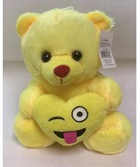 Valentine Plush Teddy Bear NWT Joking Emoji 8&quot; Tongue Out Winking Eye Love - $7.99
