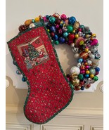 Vintage Christmas Stocking Quilted Cotton Patchwork Large Traditional Ol... - $748.08 MXN