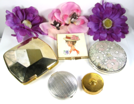 LOT Vintage COMPACTS Rouge TANGEE Blush VANITY PURSE ITEMS Powder Puffs - $332.72 MXN