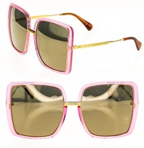 GUCCI 0903 Pink Gold Mirrored Rectangular 005 Retro Oversized Sunglasses GG0903S - £368.96 GBP