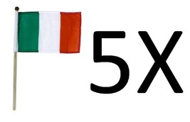 5X Irish Flags (4&#39;&#39; x 6&#39;&#39;) on 9.5&#39;&#39; Wooden Pole - £4.92 GBP