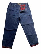 Cabelas Jeans Flannel Lined Jean Womens 18 Regular Dark Wash Blue Denim - $16.83