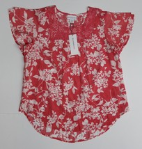 Liz Claiborne Women&#39;s Pink/White Teaberry Floral Blouse - Size Petite Small (PS) - $14.95