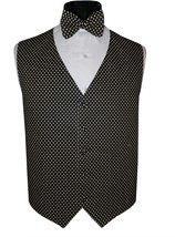 David&#39;s Formal Wear Mardi Gras Black and Gold Fleur de lis Tuxedo Vest and Bow T - £128.42 GBP