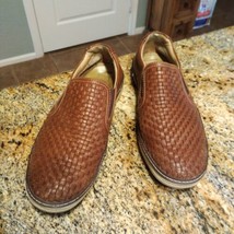 251382 PF50 MCGUFFEY WOVEN SLIP ON MEN&#39;S SHOES 8 M TAN LEATHER JOHNSTON ... - $38.61