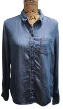 Levi&#39;s Womens Size L Classic Fit Button Down Shirt Dark Blue Long Sleeve Used - £27.41 GBP