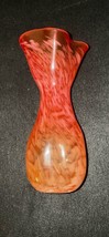 Orange Swirl Art Glass Vase Unmarked  7&quot; Tall - $9.90