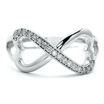 0.25 KT Diamante Rotondo 14CT Placcato Oro Bianco Infinito Love Promessa Anello - £98.26 GBP