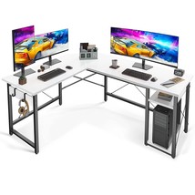 L Shaped Computer Desk 59&quot; With Storage Shelves, Corner Gaming Desk, Sturdy Writ - £175.41 GBP