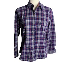 Vintage McGregor Button Up Shirt M Blue Plaid Long Sleeves Pocket Collared - £21.84 GBP
