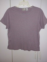L.L. B EAN Ladies Ss GRAY/PINK Striped Knit 100% Cotton JERSEY-M REG.-BARELY Worn - £3.92 GBP