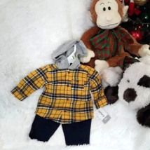 CARTER&#39;S BABY 2pc Hooded Flannel Top &amp; Pants Set, &quot;BABY BOY&quot; (Size 3M) ~... - £14.53 GBP