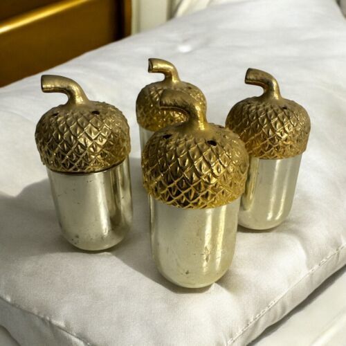 4 Vintage Adams Inc. Silver Plated Acorn Salt &amp; Pepper Shakers Japan - $32.72