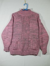 Vtg 80’s Traditions By Stefano Mock Neck Acrylic L/S Sweater Pink Size S - £31.38 GBP
