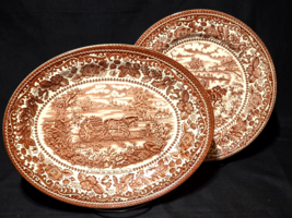 Vintage English Ironstone SUMMER ON THE HOME FARM 2-Piece Plate &amp; Platte... - $26.60