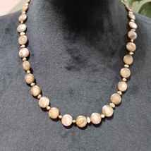 Women&#39;s Round Shape Bead Vintage Monet Brown Tint Faux Pearl Necklace - £19.98 GBP