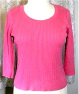 MEDIUM PINK Cable Knit Cotton SWEATER Size XL Pria - £11.95 GBP