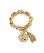 R.J. Graziano Crystal-Accented Stretch Goldtone Chain Initial Bracelet H... - £14.94 GBP