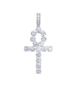 9ct White Gold Round Lab-Grown Diamond Egyptian Ankh Pendant 7.44ct (52x25mm) - $6,370.47 CAD