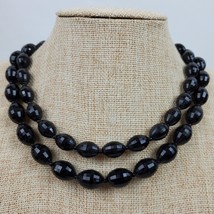 Vintage Career Elegant Black Beaded 17 Inch Necklace Multi Strand - £13.32 GBP