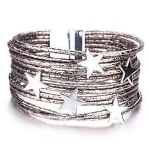 Flashbuy Fashion Star Leather Bracelet for Women Simple Multi-layer Magnetic Cha - £9.28 GBP
