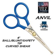 TP/ANVIL Pro Pet Dog Cat Grooming 4&quot;SAFETY/BLUNT/BALL Tip Curved Shears Scissor - £29.75 GBP