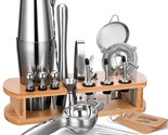 24-Piece Cocktail Shaker Bartender Kit With Stand, Boston Shaker, Mixing... - £60.08 GBP