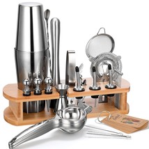 24-Piece Cocktail Shaker Bartender Kit With Stand, Boston Shaker, Mixing... - $74.99