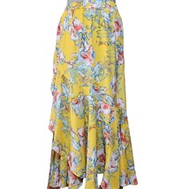 Yellow Floral Faux Wrap Maxi Skirt with Pockets Size XXS - $34.65