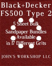 Black+Decker FS500 Type 2 - 1/4 Sheet - 17 Grits - No-Slip - 5 Sandpaper Bundles - £4.00 GBP