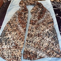 Women’s  Sheer Scarf 60” Long X 10” Wide Print Black Ivory Rust Polyester - £3.73 GBP