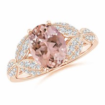 ANGARA Morganite and Diamond Trillium Petal Flower Ring for Women in 14K Gold - £1,525.12 GBP