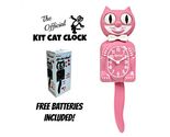 PINK SATIN KIT CAT CLOCK 15.5" Retro Free Battery Official Kit-Cat Klock... - $79.99