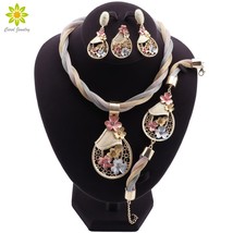 African Jewelry Charm Necklace Earrings Bracelet Ring for Women Wedding Bridal F - £24.73 GBP