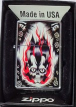 Sharp Flaming Skull  Tattoo  Art Zippo Lighter - $28.45