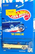 Hot Wheels Early-Mid 1990s Mainline #154 &#39;59 Cadillac Pearl White w/ WWBWs - $5.00