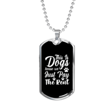 Dog House Pay The rent Necklace Stainless Steel or 18k Gold Dog Tag 24&quot; Chain - £37.93 GBP+