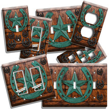 RUSTIC PATINA HORSESHOE BARN DOOR LIGHT SWITCH OUTLET WALL PLATES WESTER... - $168.75 MXN+