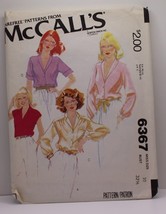 McCall&#39;s 6367 Sewing Pattern Sz 10 Bust 32 1/2 Blouse - £14.93 GBP