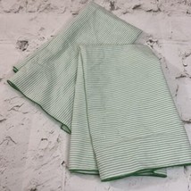 Matching Handkerchiefs Lot Of 2 Mint Green White Stripes 17” Square Thin - £9.46 GBP