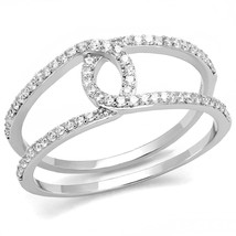 925 Sterling Silver Round Pave Simulated Diamond Interlocking Loop Wedding Ring - £59.72 GBP