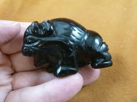 (Y-BUF-721) black Onyx BUFFALO ranch bison gemstone carving figurine gem... - £13.78 GBP